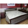 Image 1 : KING BED FRAME - SHAKER STYLE - DARK WALNUT STAIN - NEW