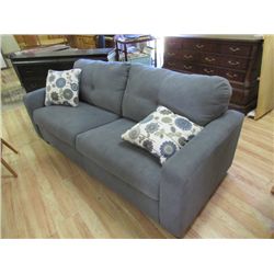 COUCH - BLUE/GREY - CONDO SIZE WITH ACCENT PILLOWS