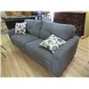 Image 1 : COUCH - BLUE/GREY - CONDO SIZE WITH ACCENT PILLOWS