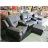 Image 1 : HOME THEATRE SET - BLACK LEATHER - BOTH ENDS RECLINE - STORAGE CONSOLES BUILT IN - NEW - RETAIL ~$24