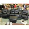 Image 2 : HOME THEATRE SET - BLACK LEATHER - BOTH ENDS RECLINE - STORAGE CONSOLES BUILT IN - NEW - RETAIL ~$24