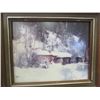 Image 3 : LARGE GUILDED FRAMED PICTURE -  FLOWERS and FRAMED PICTURE - LAKE and FRAMED PICTURE - SNOWED IN CAB
