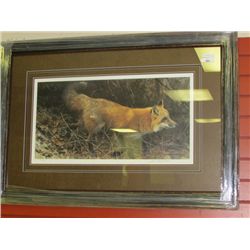 FRAMED LIMITED EDITION PRINT  ON THE MOVE - RED FOX  - ROBERT BATEMAN