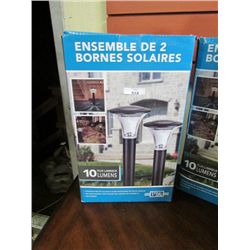 SOLAR BOLLARD LITES - 2PK SET - STORE RETURN - MAY OR MAY NOT WORK