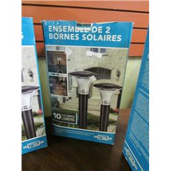 SOLAR BOLLARD LITES - 2PK SET - STORE RETURN - MAY OR MAY NOT WORK