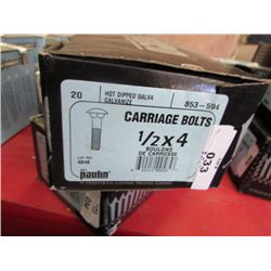 BOX OF NEW CARRIAGE BOLTS - 1/2 X 4