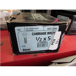 BOX OF NEW CARRIAGE BOLTS - 1/2 X 5