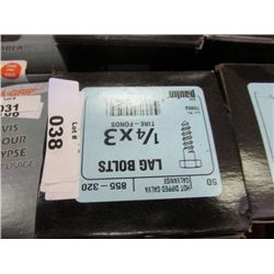 BOX OF NEW LAG BOLTS - 1/4 X 3