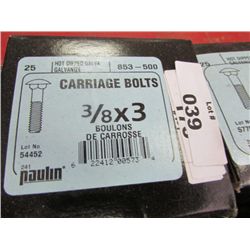 BOX OF NEW CARRIAGE BOLTS - 3/8 X 3