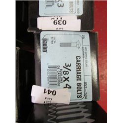 BOX OF NEW CARRIAGE BOLTS - 3/8 X 4