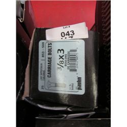 BOX OF NEW CARRIAGE BOLTS - 3/8 X 3