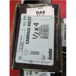 BOX OF NEW CARRIAGE BOLTS - 1/2 X 4