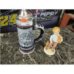 BEER STIEN (AFTER SHAVE INSIDE)  AND "BEST FRIEND BOY FIGURE - BOTH AVON