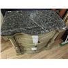 Image 1 : ELEGANT DESIGN END TABLE - ANTIQUE WHITE - SOLID MARBLE TOP - NEW - RETAIL $899