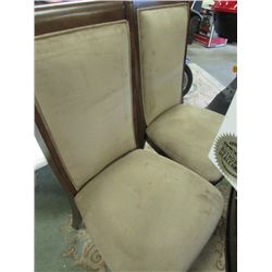 DINING CHAIR - NEW - HARD WOOD AND LEATHER SEAT (must take 2)