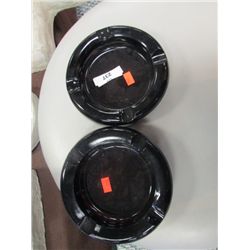 ASHTRAYS - 2 - BLACK - GLASS FOR VINTAGE SELF STANDING METAL STAND