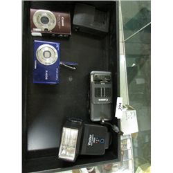 TRAY OF CAMERA'S ETC - TRAY NOT INCLUDED