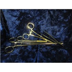 BAG ASSORTED STAINLESS STEEL SURGICAL LOCKING FORCEPS, SCISSORS & TWEEZERS