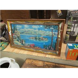 RETRO FRAMED LANDSCAPE PICTURE - GLASS & MIRROR FRAMED
