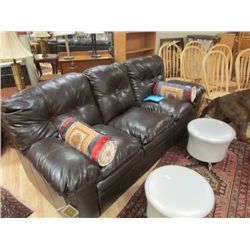 LEATHER SOFA - JAVA COLOR  - NEW - DINT ON LOWER BACK OF SOFA (CAN'T SEE AND DOESN'T INTERFER WITH U