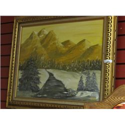OIL PAINTING GOLD GUILDED FRAME - MOUNTAIN