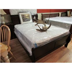 QUEEN SLEIGH DARK CHERRY FINISH BED FRAME - NEW