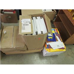 BOX OF ASSORTED OFFICE - CARDBOARD ENVELOPES - BAGS ETC