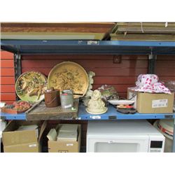 SHELF ASSORTED CHAULK WARE & COLLECTABLES & VINTAGE PAPER SLICER