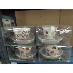 HOT CHOCOLATE MUGS AND SAUCERS - NEW - SET OF 4