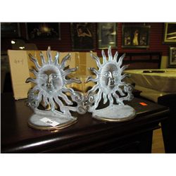 SUN BRASS BOOK ENDS - 2 PC SET