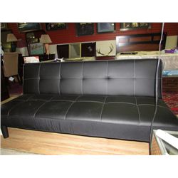 BLACK LEATHER STYLE KLICK KLACK COUCH - NEW