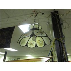 HANGING CEILING LAMP - VINTAGE  WITH BIRDS  - METAL FRAMED GLASS