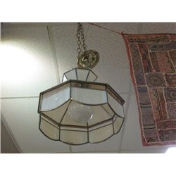 HANGING CEILING LAMP - WHITE & CREAM COLORED GLASS