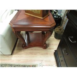 ELEGANTLEY CARVED CHERRY WOOD END TABLE - NEW