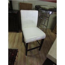 MAHOGANY & WHITE LEATHER BAR CHAIRS - 1 DEMO & 3 NEW - MUST TAKE ALL 4