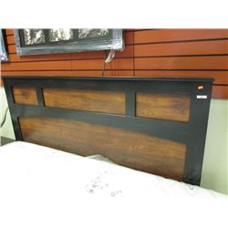 QUEEN OR DOUBLE BED FRAME - BLACK WITH CHERRY WOOD