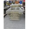 Image 2 : CONCRETE - SMALL PLANTER WITH LIONS ~ 16 X 16 X 16"H