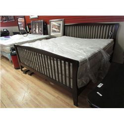 KING BED FRAME - SHAKER STYLE - DARK WALNUT STAIN - NEW