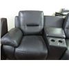 Image 2 : HOME THEATRE SET - BLACK LEATHER - BOTH ENDS RECLINE - STORAGE CONSOLES BUILT IN - NEW - RETAIL ~$24