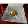 Image 1 : RING - STERLING SILVER - YELLOW DIAMOND  - COCKTAIL DESIGN - CERTIFICATE - $500