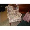 Image 1 : FLORAL UPHOLSTERED ARM CHAIR - WING BACK / CLAW FOOT