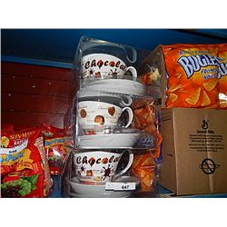 HOT CHOCOLATE MUGS AND SAUCERS - NEW - SET OF 4