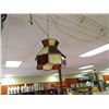 Image 1 : HANGING CEILING LAMP - LEADED GLASS - BROWN & CREAM