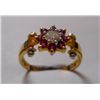 Image 1 : Ring of Diamond 0.22 Ctw,Ruby 0.26 Ctw in 2.230g 18kt Yellow Gold