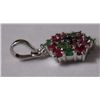 Image 2 : 4.320g Pendant of Emerald,Sapphire and Ruby in Silver