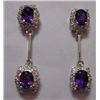 Image 1 : Amethyst and CZ Earring weight 9.230g in silver