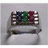 Image 1 : 2.350g Ring of Sapphire,Ruby and Emerald in silver