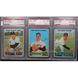 3- 1967 TOPPS BASEBALL PSA.  NM-MT 8  #57, #65, #81