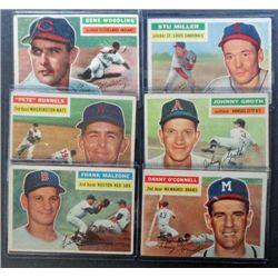 6 - 1956 Topps Baseball Cards.  Nice EX Lot - (1 VG)