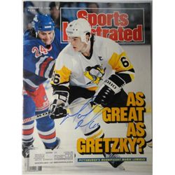 Mario Lemieux Autographed Sports Illustrated.  February 6, 1989.